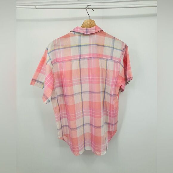 DIANE VON FURSTENBERG Womens Size LG Vintage Short Sleeve Plaid Button Up Shirt - Picture 4 of 5